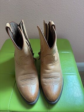Ariat Light Brown Leather Western Ankle Booties